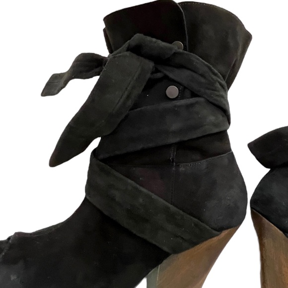 IRO Suede Peep Toe Booties Wrap Strap - Picture 3 of 16